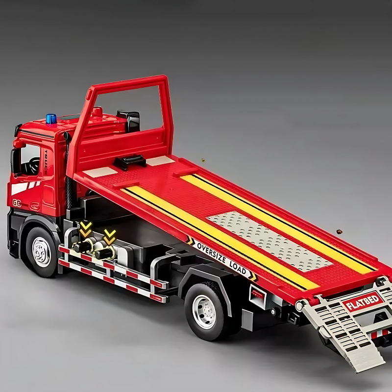 Vue latérale du camion de remorquage interactif pour enfants