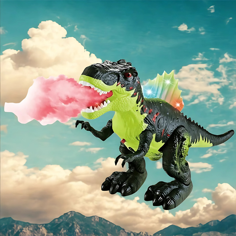 Vue d'ensemble du dinosaure marchant avec effets réalistes