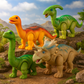 Dinosaure lumineux avec œufs et effets de lumière colorés