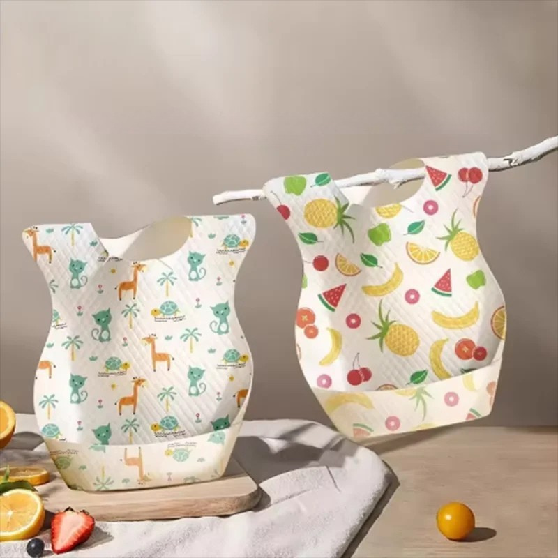 Bavoir jetable imperméable avec motif coloré pour bébé