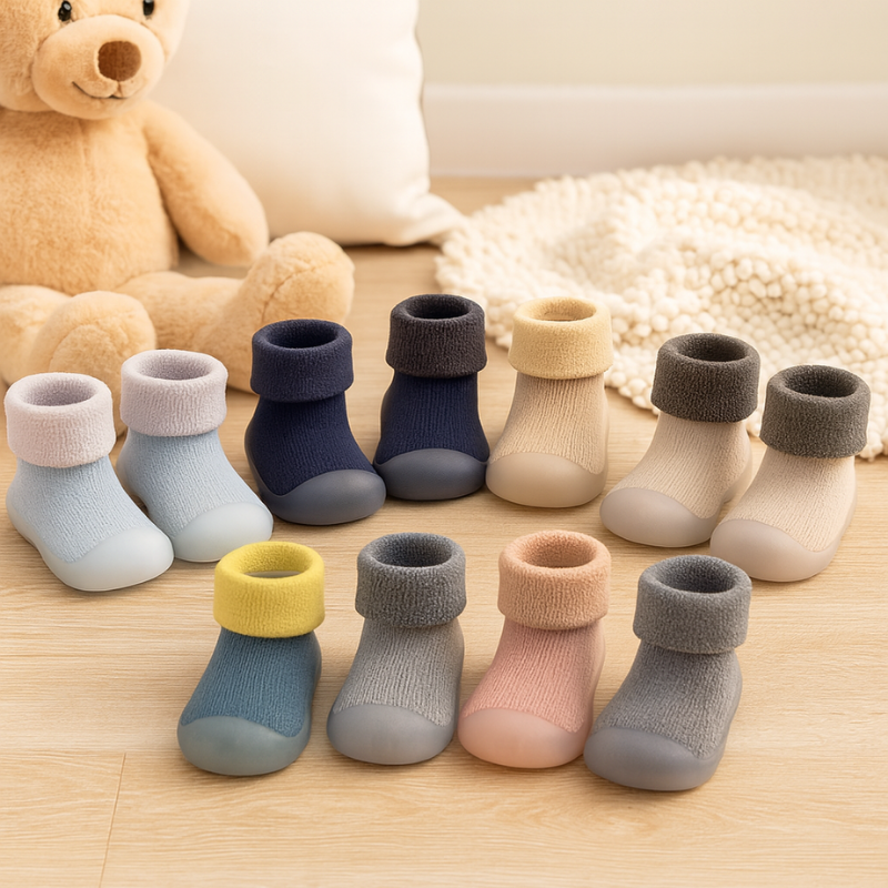 Gros plan sur la semelle flexible en caoutchouc des chaussons