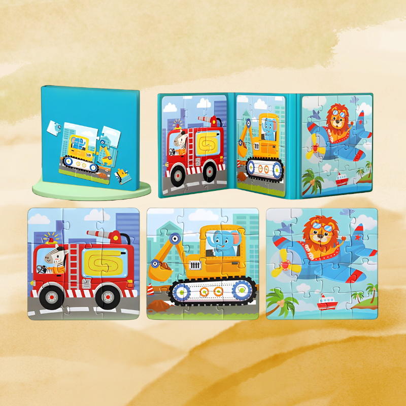 Ensemble de puzzles magnétiques pour enfants avec scènes d'animaux