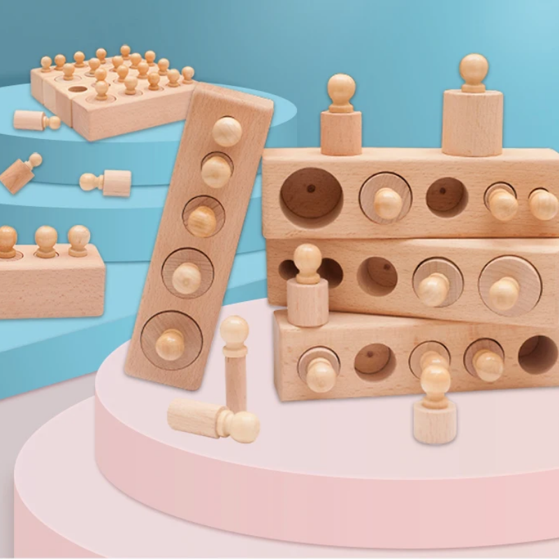 Cylindres Montessori en bois avec poignées pour enfants