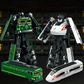 Enfant jouant avec un train transformable en robot