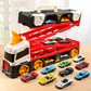 Enfant jouant avec le camion transformable en circuit