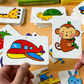 Main d'un enfant assemblant des pièces de puzzle en bois