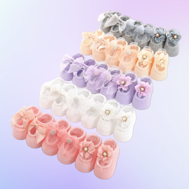 Chaussettes bébé avec nœuds en dentelle, vue principale