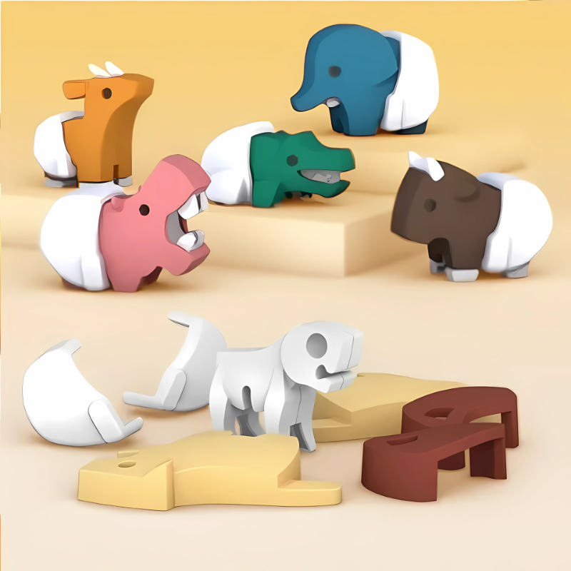 Enfant jouant avec un puzzle animal 3D coloré