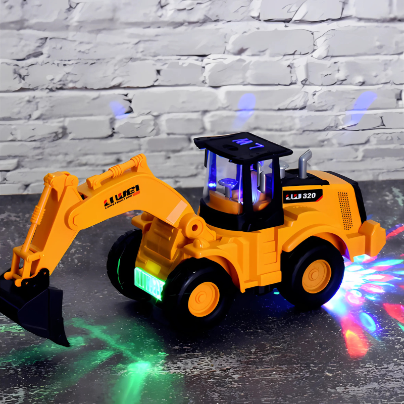Enfant jouant avec un excavateur lumineux et musical