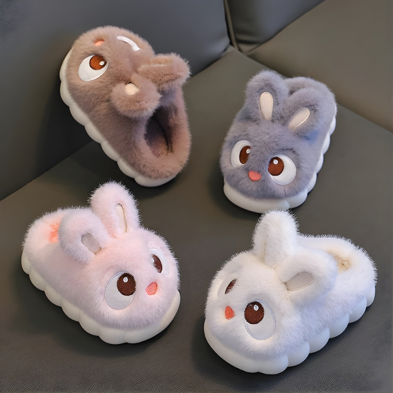 Chaussons enfant en peluche avec oreilles de lapin