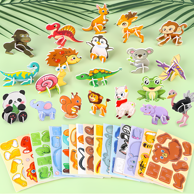 Enfant assemblant un puzzle animal en mousse