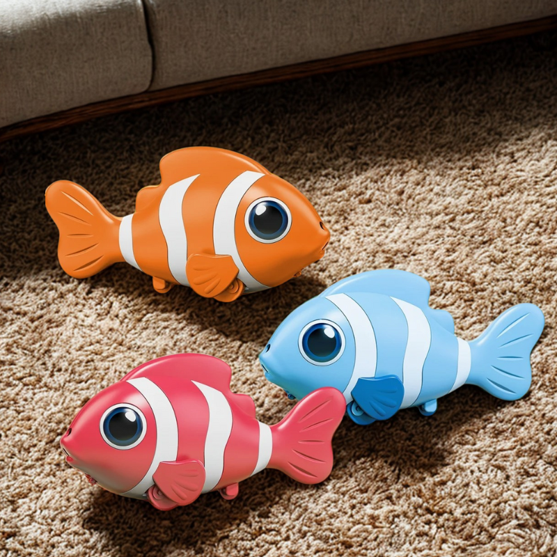 Poisson clown lumineux en plastique ABS sur fond blanc