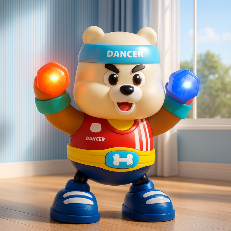 Gros plan sur l'ours en peluche interactif lumineux