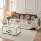 Jeté de canapé marron avec motifs en arches tissés