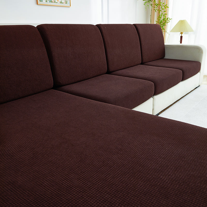 Gros plan sur le tissu jacquard marron résistant