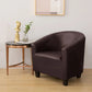 Housse marron en simili cuir sur fauteuil cabriolet