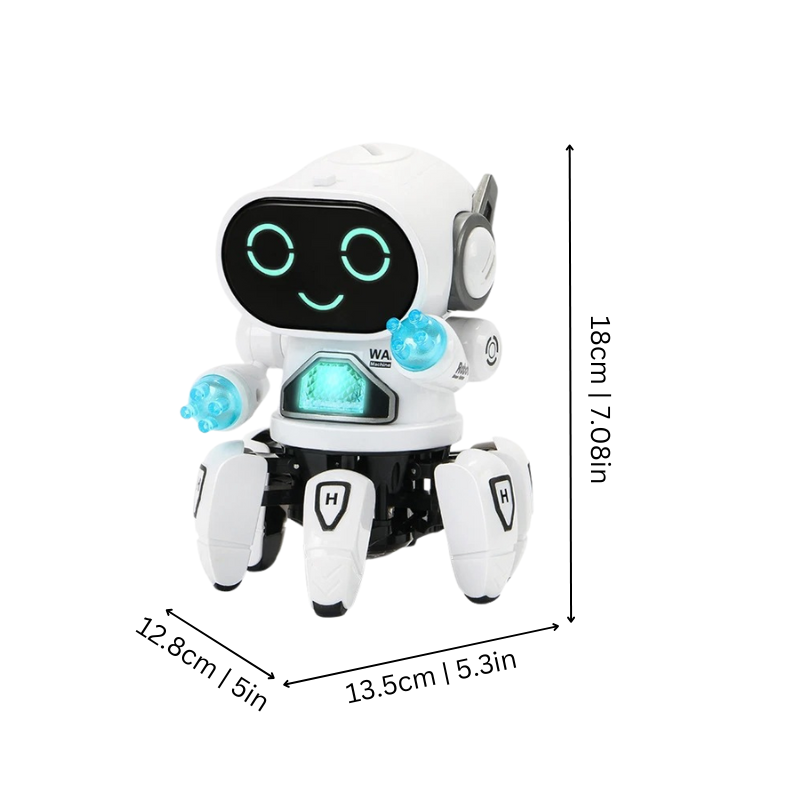 Gros plan sur le robot dansant avec lumières LED allumées