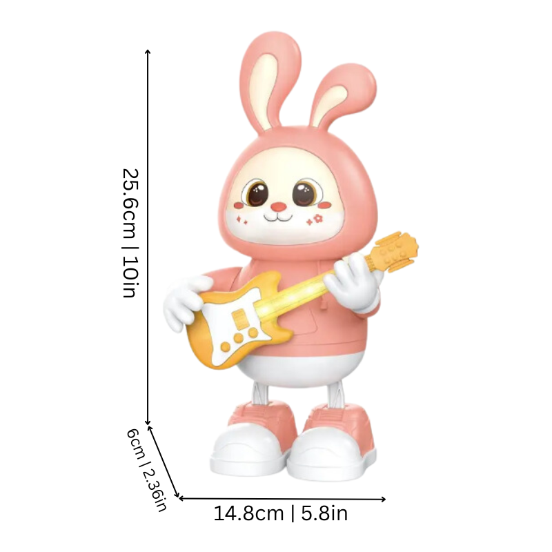 Lapin musical en plastique avec guitare et lumières colorées