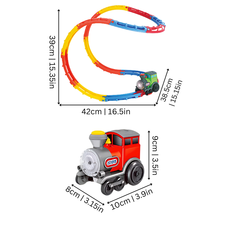 Enfant jouant avec un circuit de train lumineux