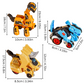 Voiture transformable en dinosaure sur fond blanc
