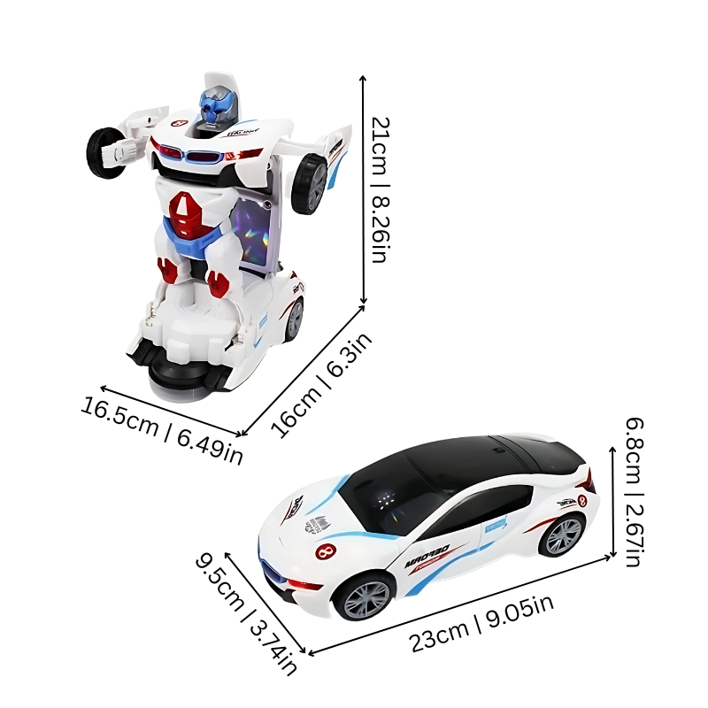 Voiture transformable en robot avec lumières clignotantes