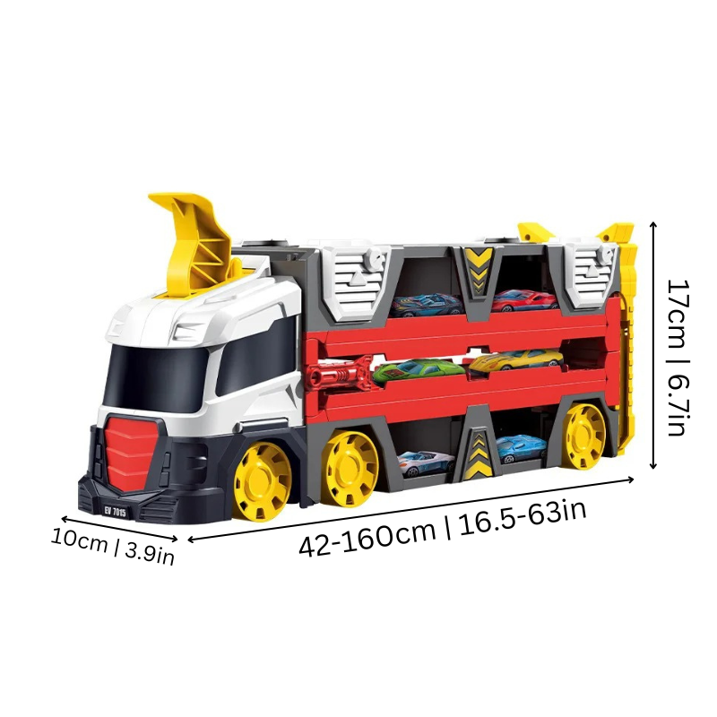 Camion transformable en piste de course avec voitures incluses