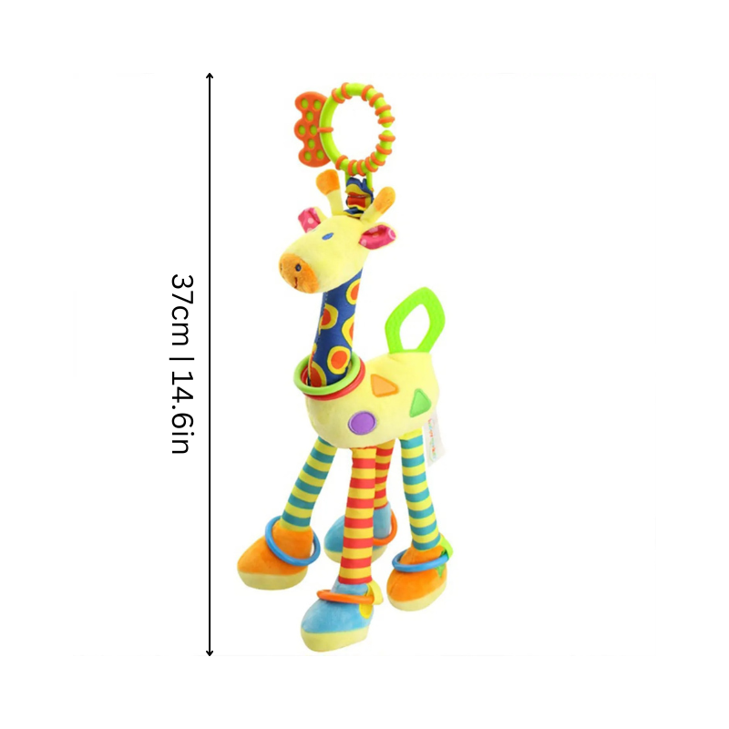 Anneau de dentition en peluche avec motifs girafe colorés