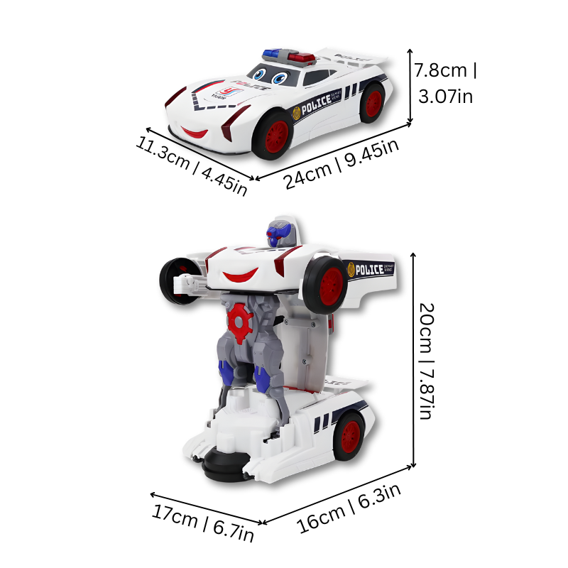 Voiture de police transformable en robot avec lumières LED