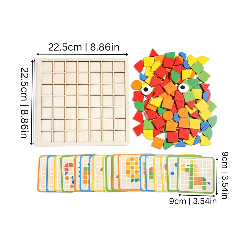 Ensemble de pièces en bois colorées pour puzzle éducatif