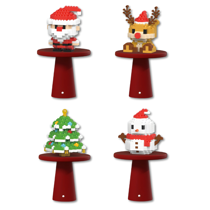 Collection complète de micro-briques avec Père Noël et bonhomme de neige