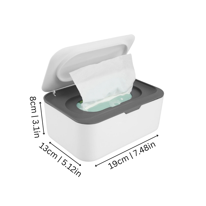 Distributeur de lingettes blanc avec couvercle ouvert