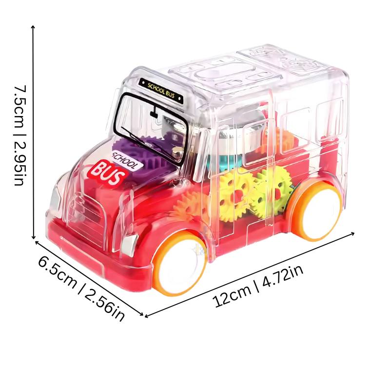 Bus transparent avec lumières multicolores et sons captivants