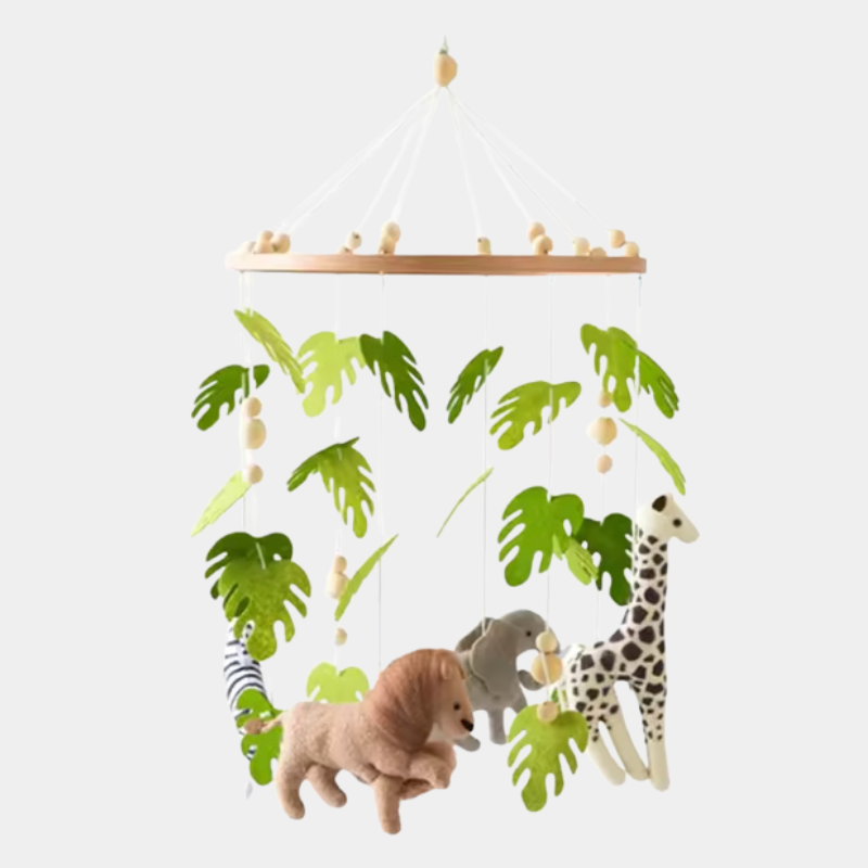 Mobile musical à thème jungle avec animaux