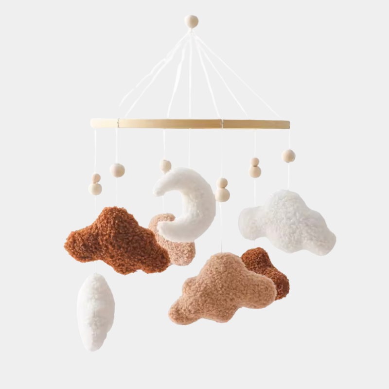 Mobile musical avec nuage marron suspendu