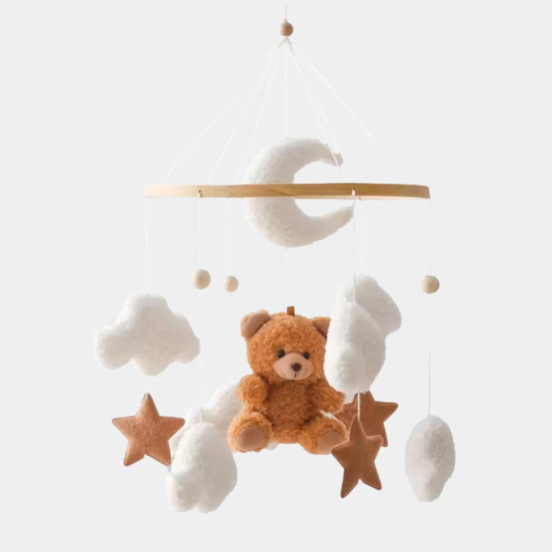 Mobile musical avec ours brun suspendu