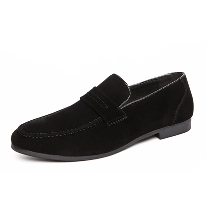 Mocassins en daim, semelle intérieure amortissante visible