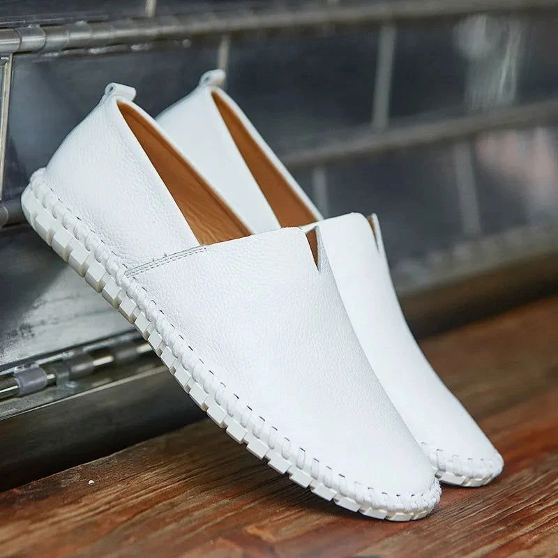 Mocassins en cuir, semelle intérieure amortissante visible