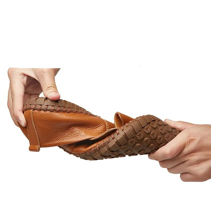 Mocassins en cuir avec doublure respirante, vue de dessus