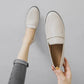 Mocassins femme en cuir marron avec couture apparente