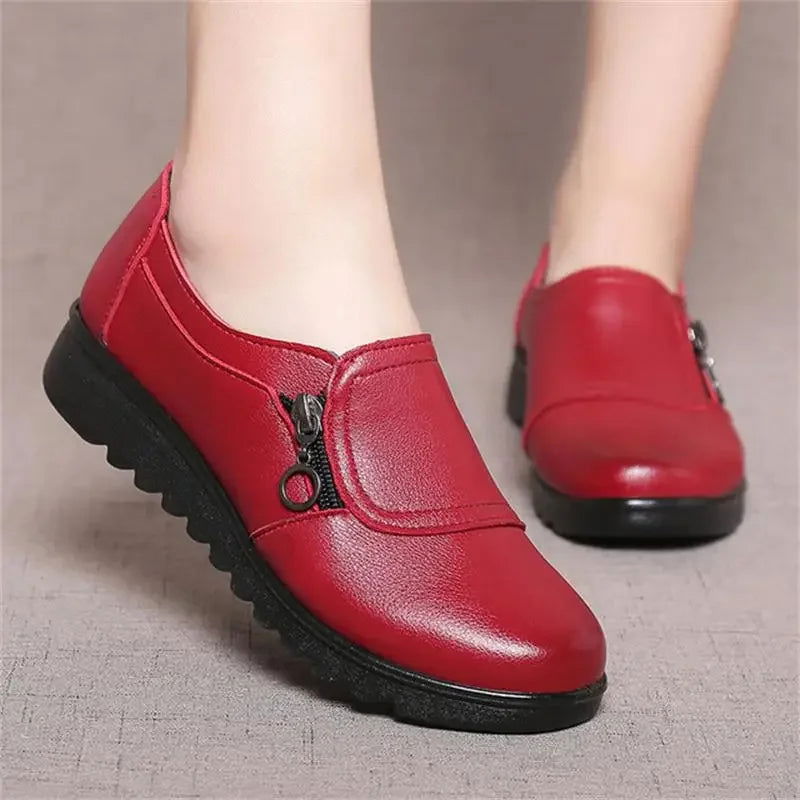 Mocassins femme avec fermeture zippée sur le côté