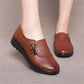 Vue latérale des mocassins confort femme en cuir