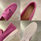 Mocassins en daim, détails de couture soignés
