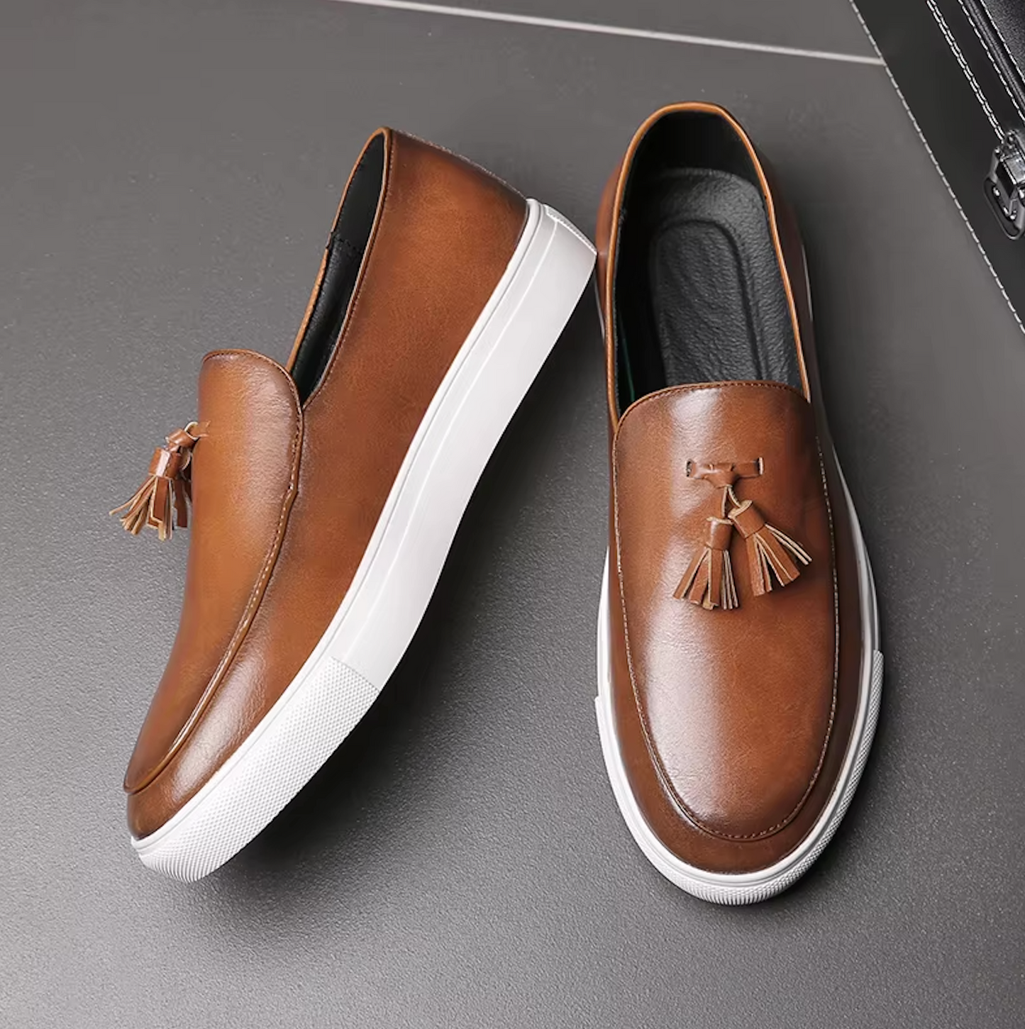 Mocassins en cuir noir avec doublure respirante