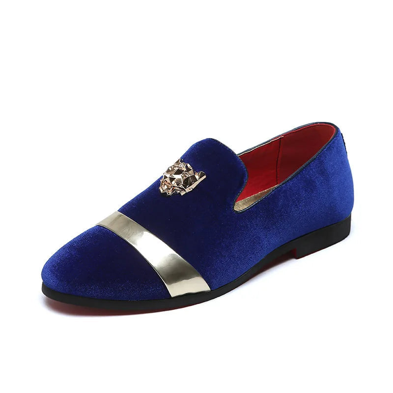 Mocassins élégants en velours, intérieur doublé et respirant