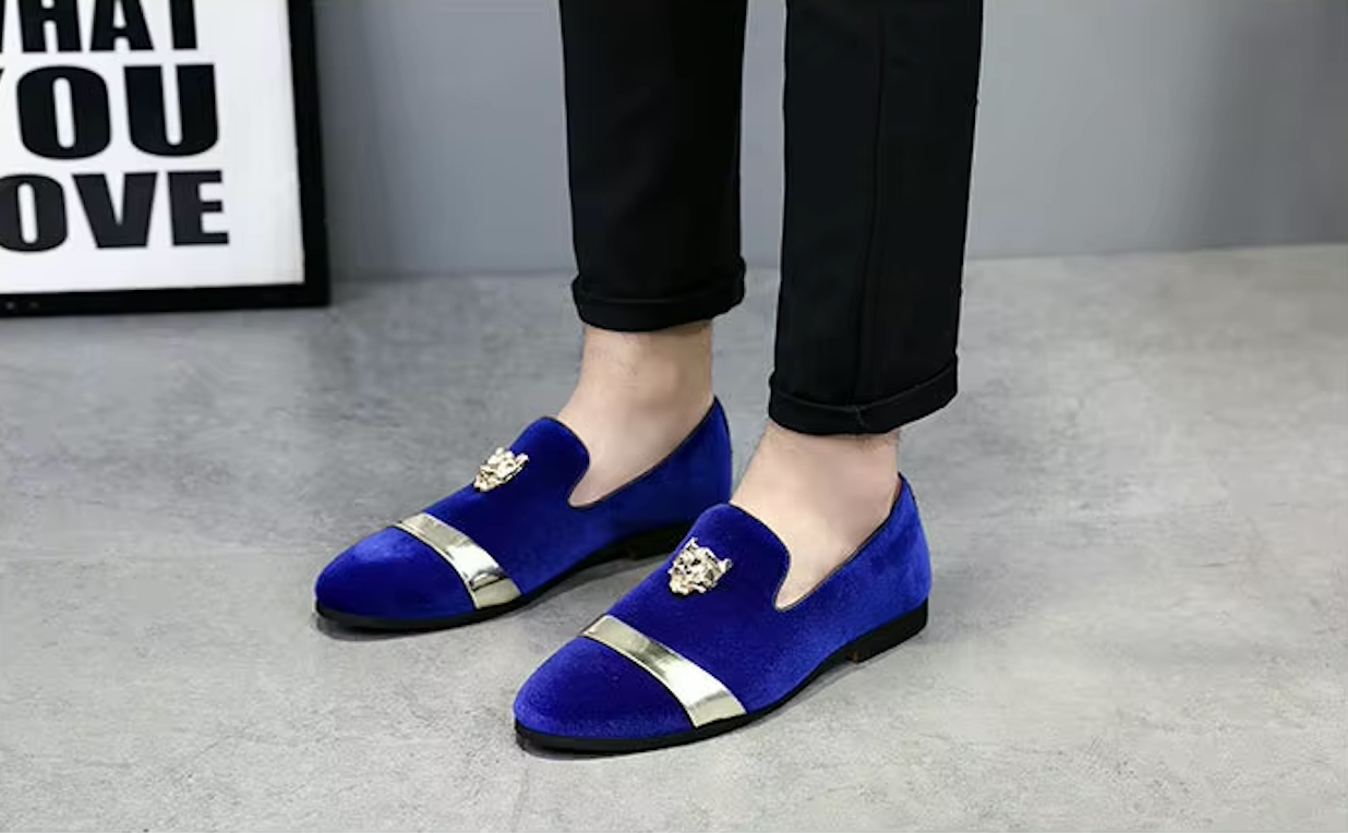 Mocassins en velours, faciles à enfiler, vue latérale