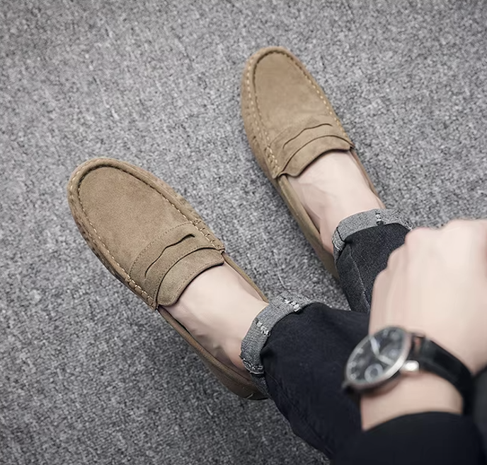 Mocassins en daim avec doublure intérieure respirante