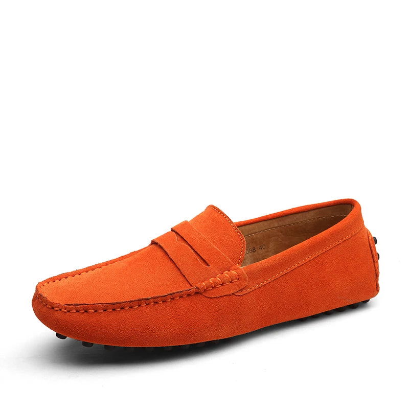 Mocassins en daim souple, faciles à enfiler