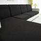 Gros plan sur le motif Jacquard noir de la housse