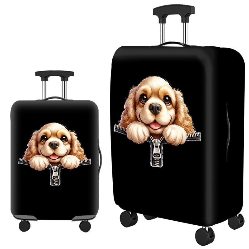 Housse de valise colorée en Lycra sur une valise grise