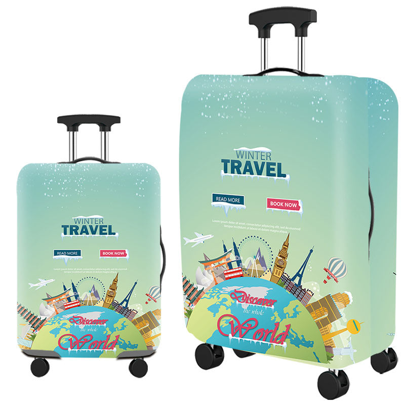 Housse de valise en Lycra imperméable sur une valise grise